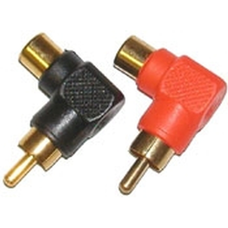 Gold Plated RCA 90 Degree Adaptor - Male to Female, 2-Pack