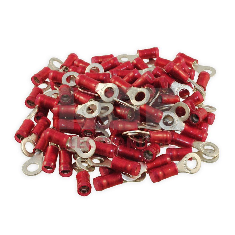 100-Pack #8 22-18 Insulated Ring Terminals