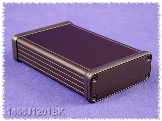 1455J1201BK - Extruded Aluminum Enclosure with Metal Panels - Black, 4.72