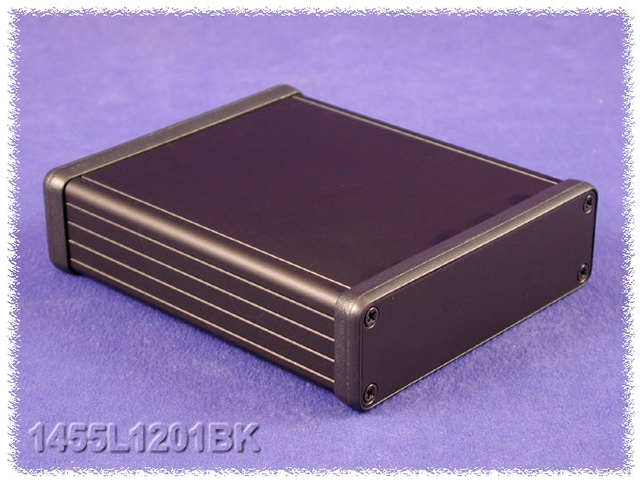 1455L1201BK - Extruded Aluminum Enclosure iwth Metal Panels - Black, 4.72