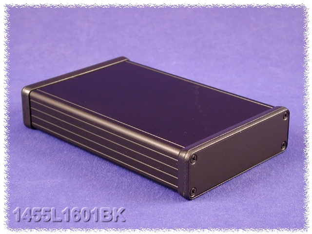 1455L1601BK - Extruded Aluminum Enclosure with Metal Panels - Black, 6.3
