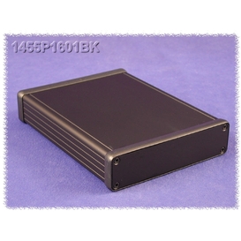 1455P1601BK - Extruded Aluminum Enclosure with Metal Panels - Black, 6.3