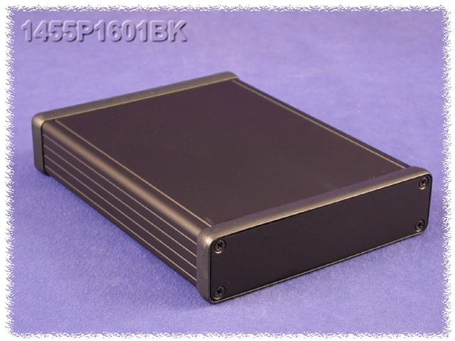 1455P1601BK - Boîtier en Aluminium Extrudé avec Panneaux en Métal - Noir, 6.3
