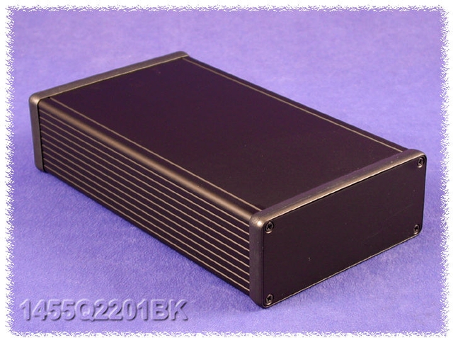 1455Q2201BK - Extruded Aluminum Enclosure with Metal Panels - Black, 8.66