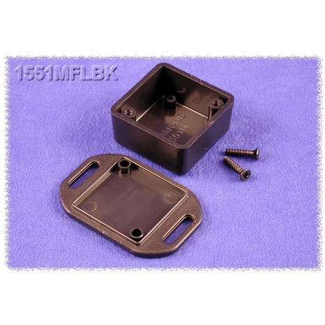 1551MFLBK - Plastic Miniature Flanged Enclosure - Black, 1.38