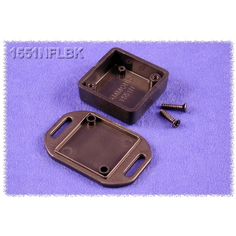 1551NFLBK - Plastic Miniature Flanged Enclosure - Black, 1.38