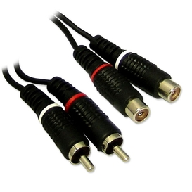 2 RCA to 2 RCA Stereo Audio Male to Female Cable - 10ft