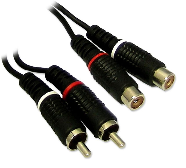 2 RCA to 2 RCA Stereo Audio Male to Female Cable - 10ft