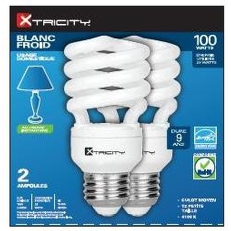 2-Pack Cold White 100W Compact Fluorescent Bulbs