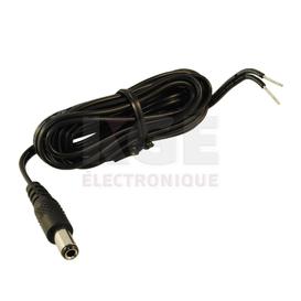 Câble Coaxial DC - Prise 2.5 x 5.5 x 11mm, 6', 22AWG