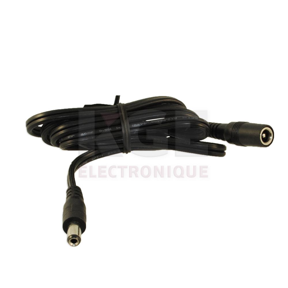Extension de Câble d'Alimentation Coaxial - 2.1 x 5.5mm, 3'
