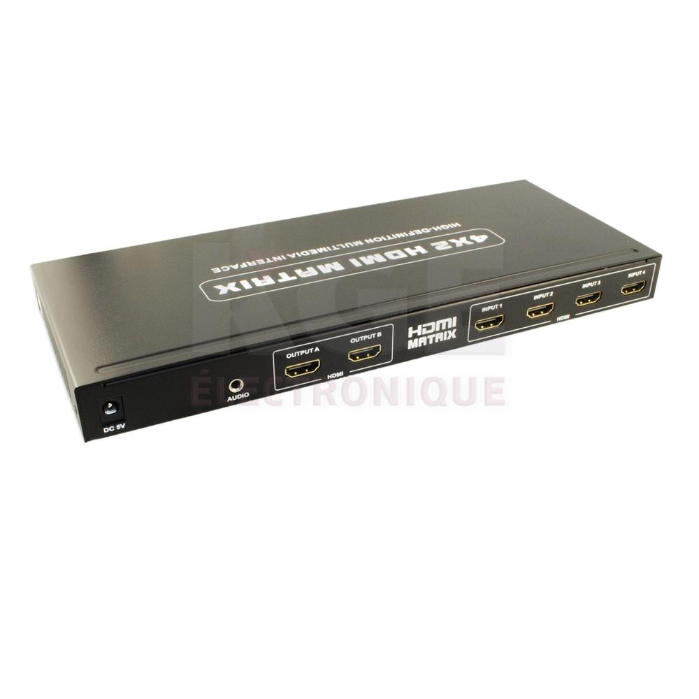 Matrice HDMI 4 Entrées 2 Sorties