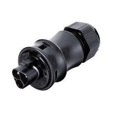 3 Pole Male Connector with Strain Relief for Large Wire
