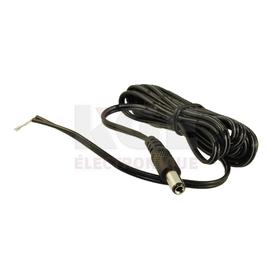 Coaxial Power DC Cable - 2.1 x 5.5 x 11mm Plug to Wire Leads, 6ft 22AWG