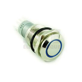 Interrupteur Poussoir ON/OFF 12V Illuminé Bleu