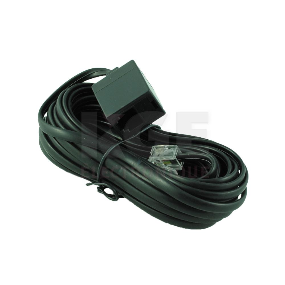 Black 4 Contact 15ft Extension Cord for Telephone