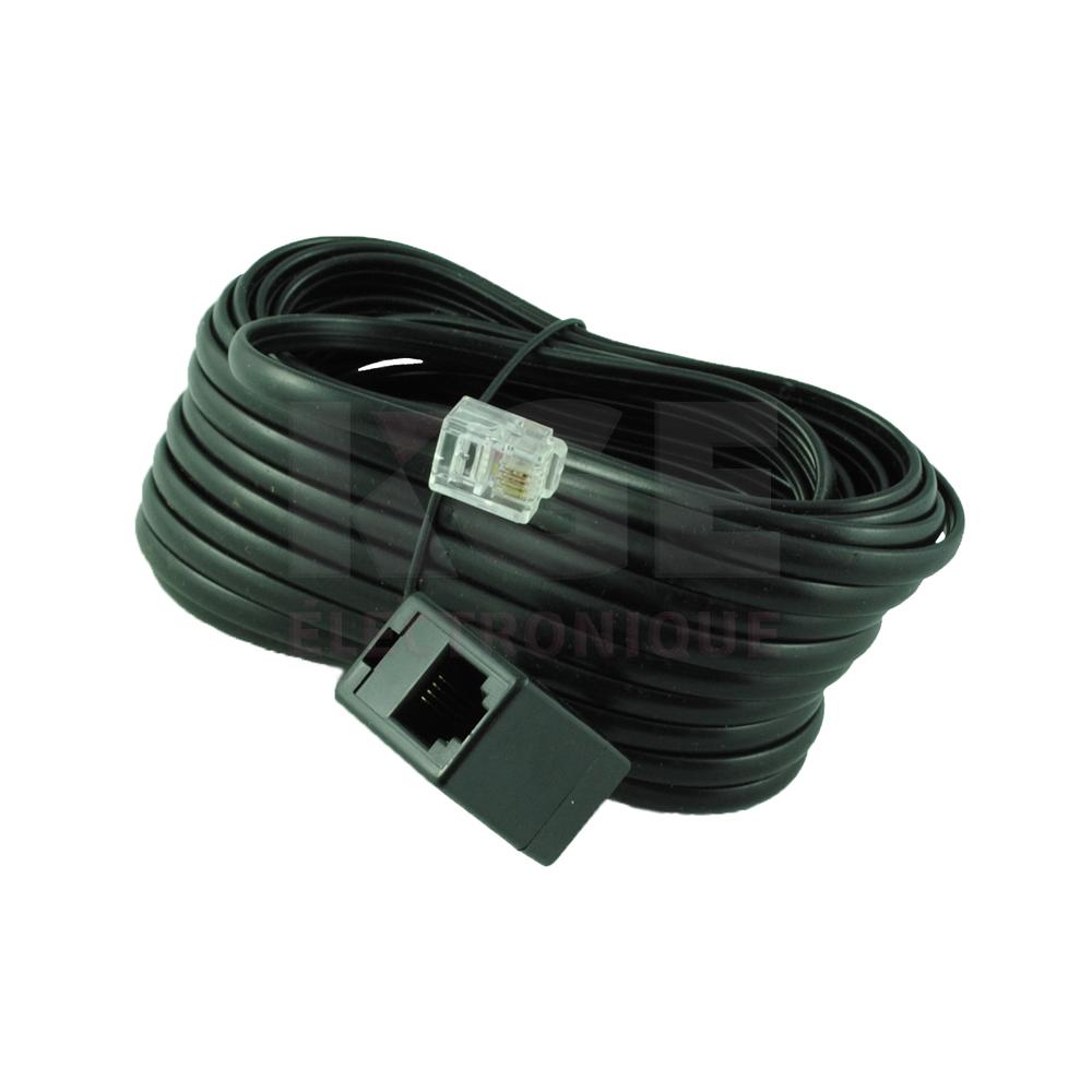 Black 4 Contact 25ft Extension Cord for Telephone