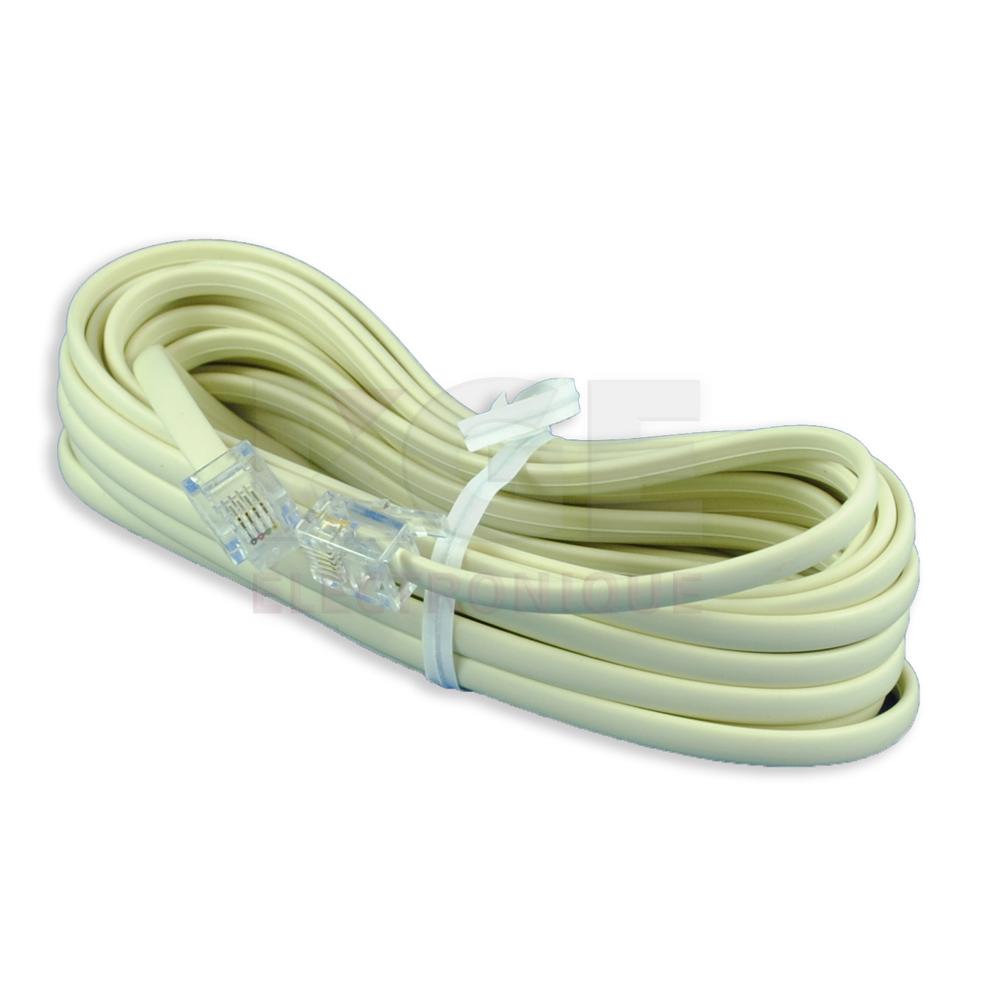 4 Conductor Ivory 14ft Modular Telephone Extension Cable