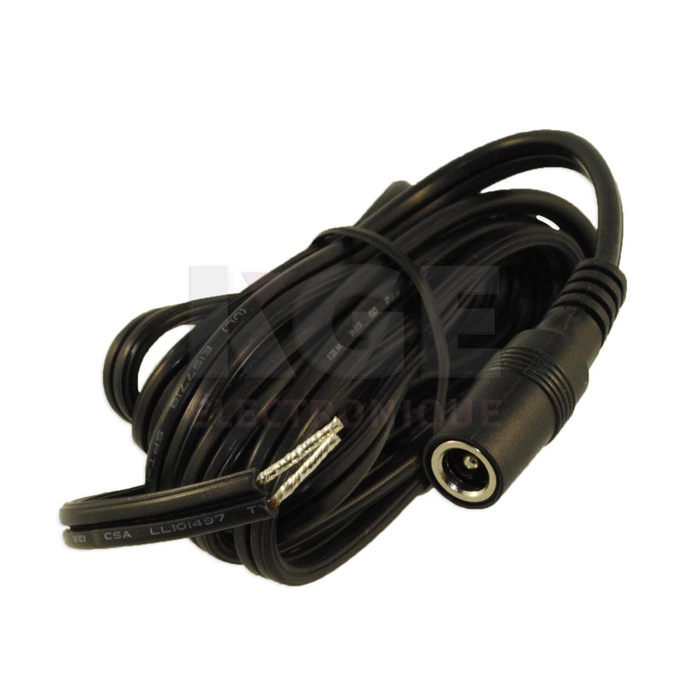 Câble Coaxial DC - Fiche 2.1 x 5.5 à Fils 6', 18AWG
