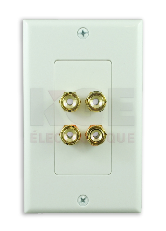 2 Pair Gold Plated Binding Posts Metal Wall Plate