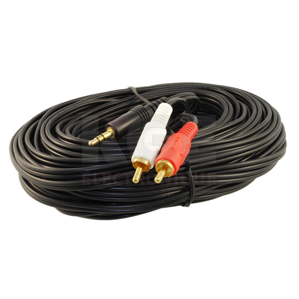 Câble 3.5mm Stéréo à 2 RCA Or 50'