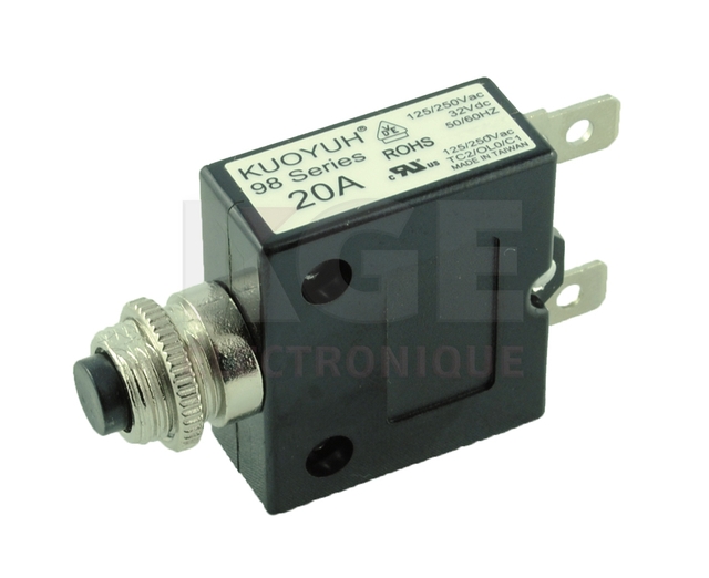 Disjoncteur de Circuit Thermique à Bouton Poussoir 20A