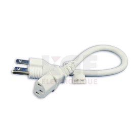 Câble d'Alimentation Prise Murale à Ordinateur 5-15P à IEC-C13 - 18AWG, Blanc, 1'