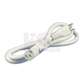 Câble d'Alimentation Prise Murale à Ordinateur 5-15P à IEC-C13 - 18AWG, Blanc, 3'