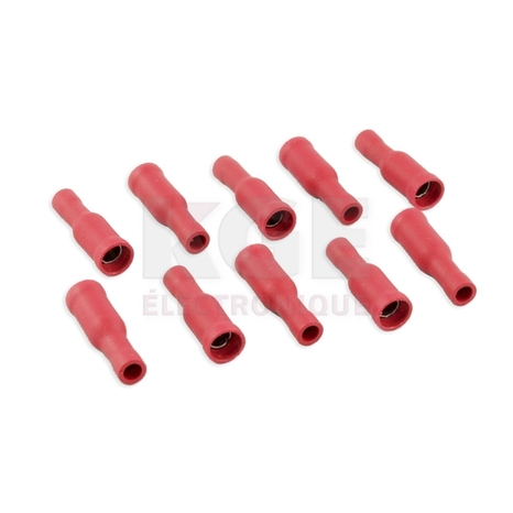 10-Pack 22-18 Female Cylindrical Insulated Terminals
