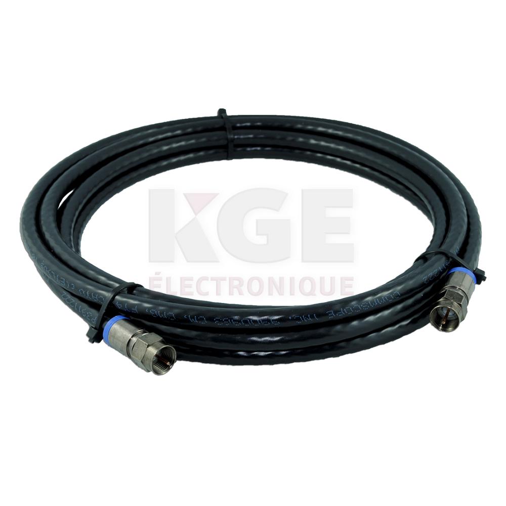 Câble RG-6 3GHz 10' Noir avec Connecteurs