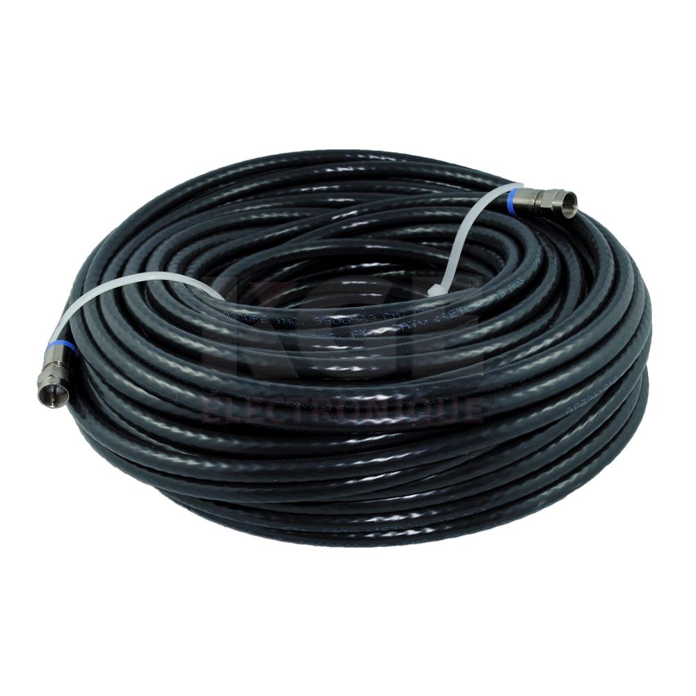 Câble RG-6 3GHz 100' Noir avec Connecteurs
