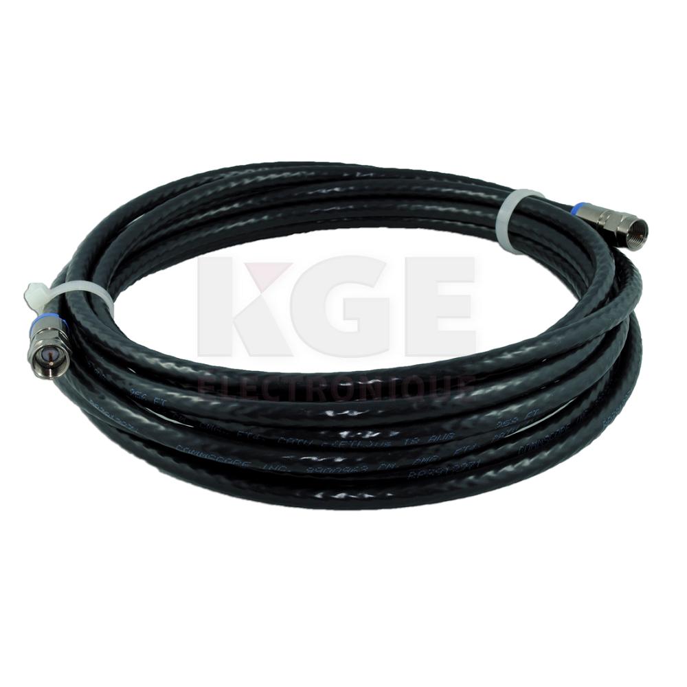 Black 15ft 3GHz RG-6 Cable with Connectors
