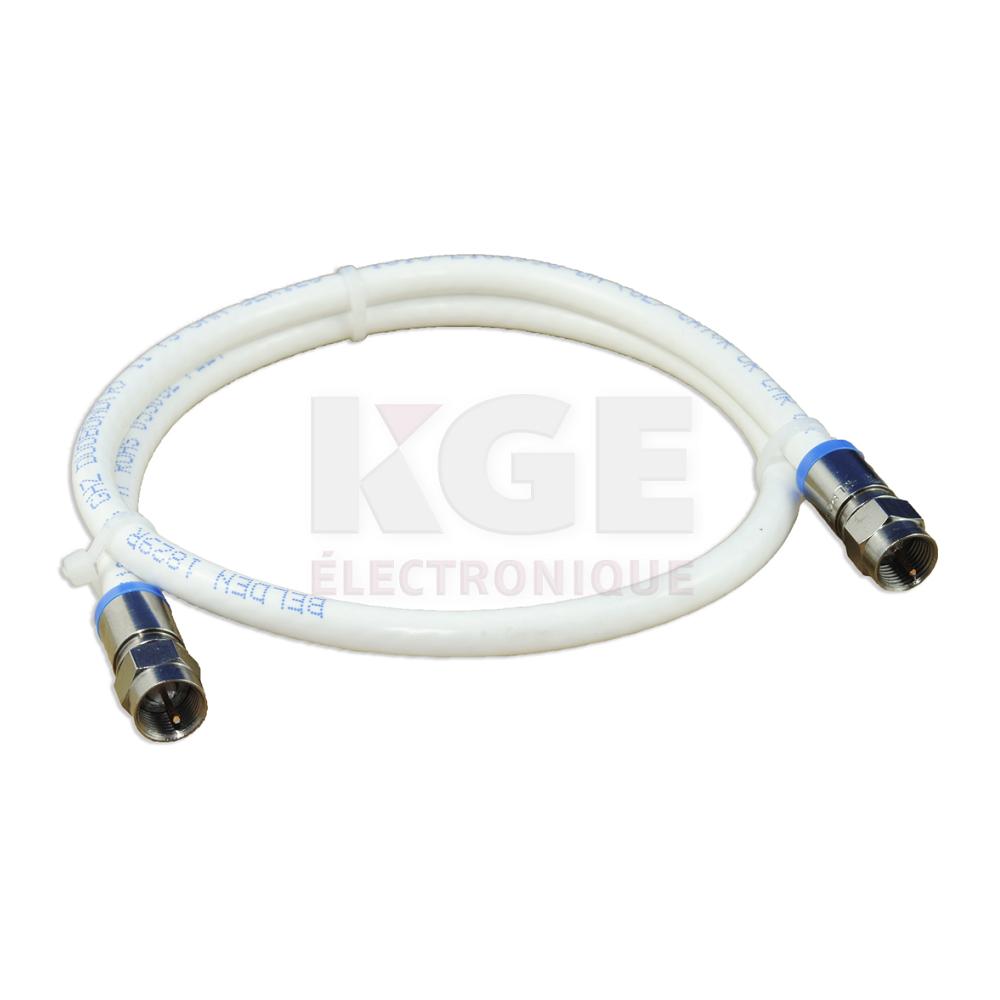 Câble RG-6 3GHz 2' Blanc avec Connecteurs
