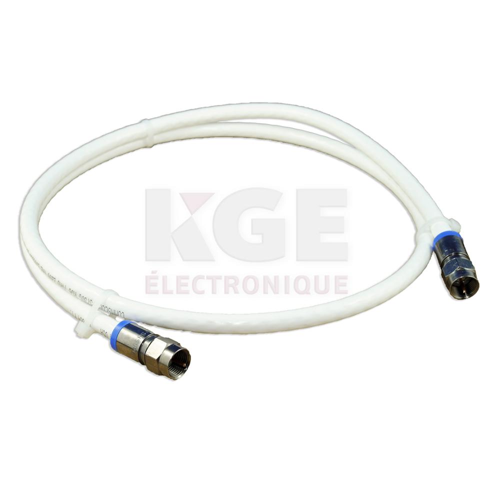 Câble RG-6 3GHz 3' Blanc avec Connecteurs